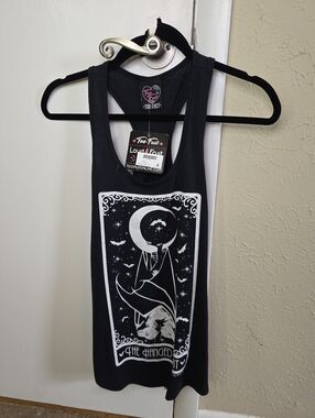 Too Fast Black Tank Top with Pink Heart Logo Small